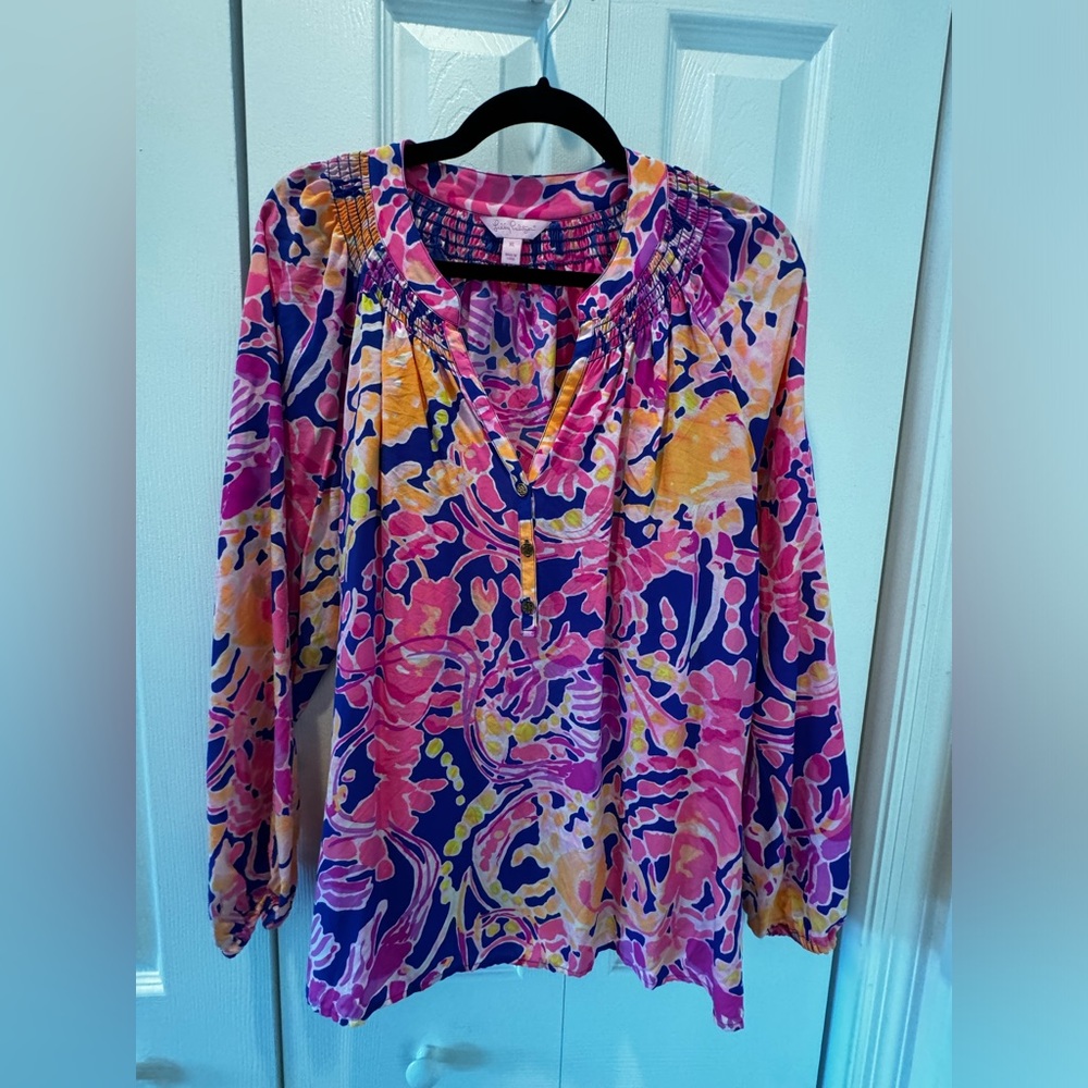 Lilly Pulitzer Elsa Blouse XL GUC Catch and Release